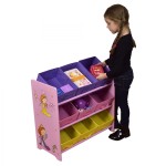 Etajera Princess Organizator cu 9 cutii din material textil cadru din lemn MDF Liberty House Toys OnlyToys